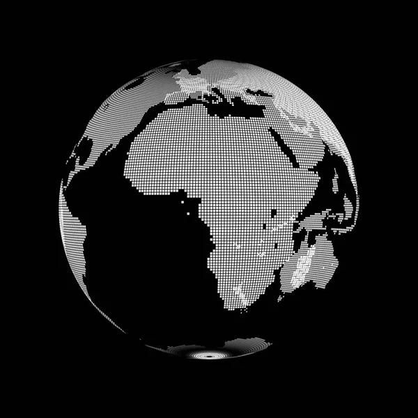 Planeta Mapa Tierra Símbolo Sobre Fondo Negro Concepto Internet Los —  Fotos de Stock