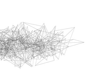 Kaotik satırları. Beyaz arka planda, 3d çizim teknoloji kavramı soyut şeklinde