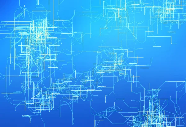 Leiterplatte Hightech Technologie Auf Blauem Hintergrund Abstrakte Muster Texturlinien Illustration — Stockfoto