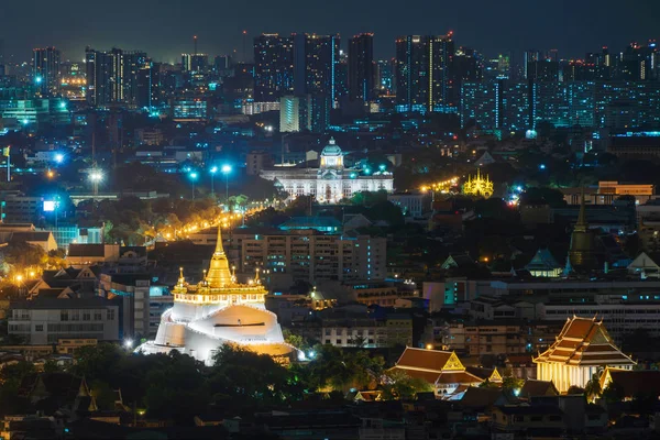 Goldenen Berg Und Ananta Samakhom Thronhalle Der Nacht Bangkok Stadt — Stockfoto