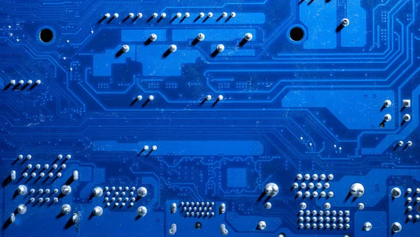 Elektronische Schaltungen Futuristischem Technologiekonzept Motherboard Computer Auf Blauem Hintergrund Digitale — Stockfoto