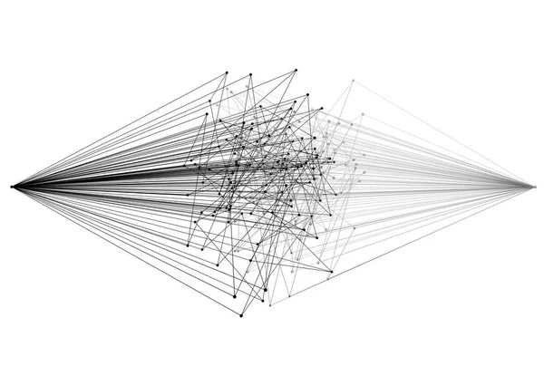 数字数据计算机网络 具有连接线的抽象形状 在白色 插图的技术概念中隔离 — 图库照片
