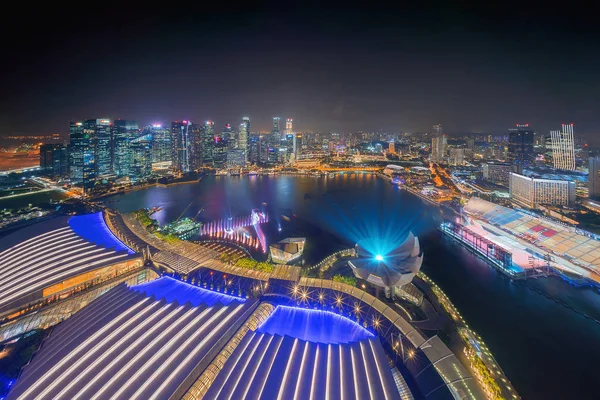 Spectacle Lumières Centre Ville Singapour Dans Région Marina Bay Quartier — Photo