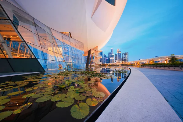 Lotus Centrala Singapore City Marina Bay Area Med Blå Himmel — Stockfoto