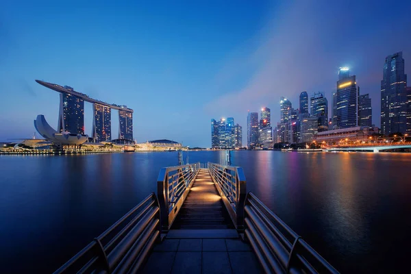 Molo Městě Downtown Singapur Marina Bay Area Finanční Čtvrti Mrakodrap — Stock fotografie