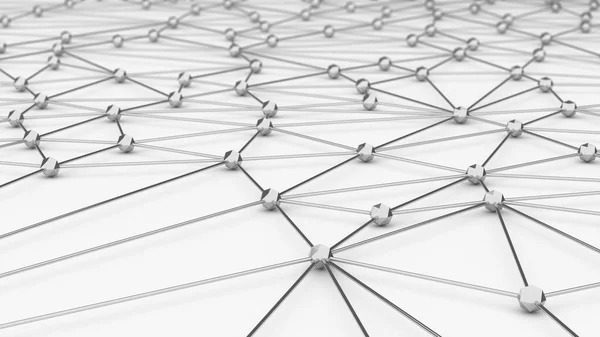 Digitale Data Netwerk Verbinding Driehoek Lijnen Bollen Technologie Concept Witte — Stockfoto