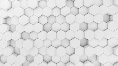 Dijital veri. Mimarlık teknoloji kavramı beyaz arka planda, 3d soyut illüstrasyon yapısını altıgen şeklinde