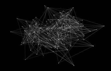 Beyaz dijital veri ve ağ bağlantı üçgen satırlarında teknoloji kavramı üzerinde siyah arka plan, 3d soyut illüstrasyon