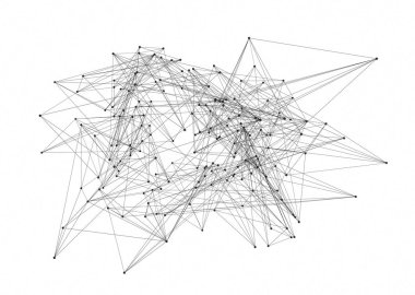 Siyah dijital veri ve ağ bağlantı üçgen hatları teknoloji kavram beyaz arka planda, 3d soyut illüstrasyon