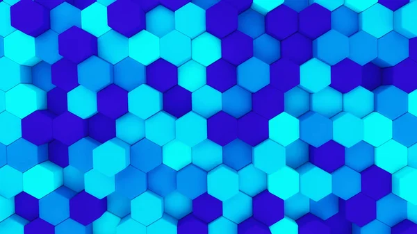 数字数据 建筑技术中的六角形结构蓝色背景 抽象插图 — 图库照片