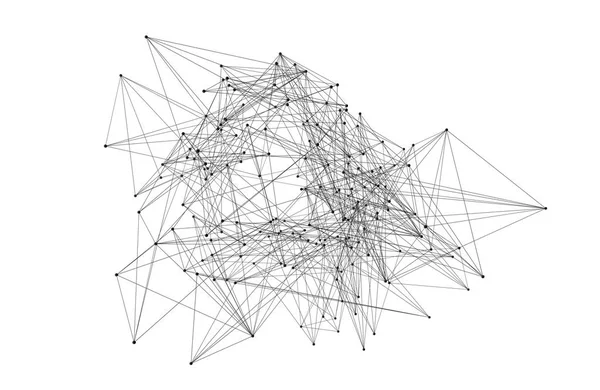 黒のデジタル データとネットワーク接続の三角形ライン白い背景 の抽象的なイラストの技術コンセプト — ストック写真