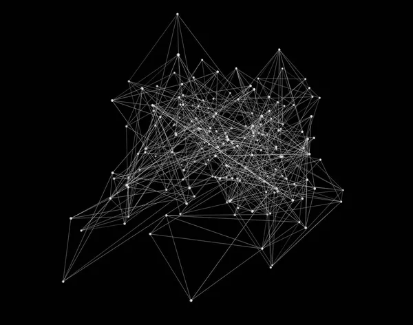 Witte Digitale Data Netwerk Verbinding Driehoek Lijnen Technologie Concept Zwarte — Stockfoto