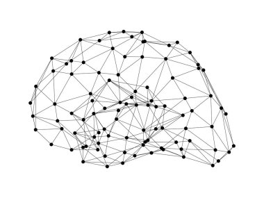 Yapay zeka bilgisayar dijital teknoloji kavramı, 3d soyut illüstrasyon için şeklinde beyaz arka plan üzerinde izole insan beyni simgesi