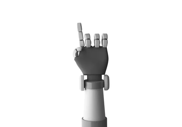 Robot Vinger Wijzen Geïsoleerd Een Witte Achtergrond Futuristische Technologie Concept — Stockfoto