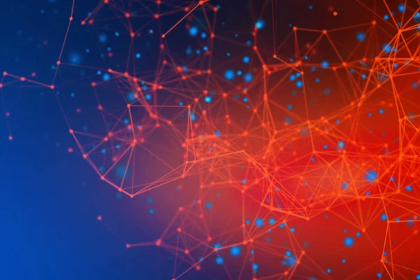 Πορτοκαλί Και Μπλε Ψηφιακών Δεδομένων Και Δίκτυο Σύνδεση Τριγώνου Γραμμών — Φωτογραφία Αρχείου