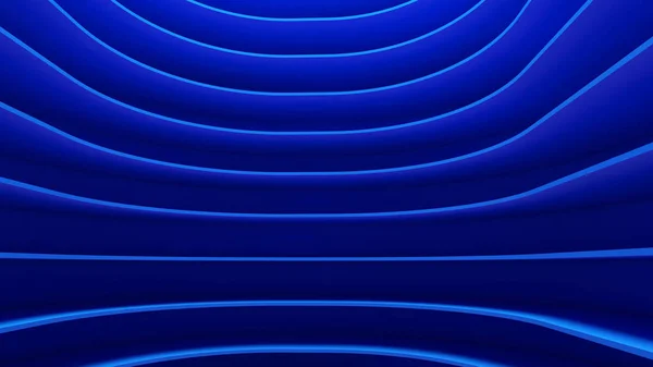 Boş Eğrisi Futuristik Oda Yapısını Tasarım Mavi Zemin Üzerine Bilim — Stok fotoğraf