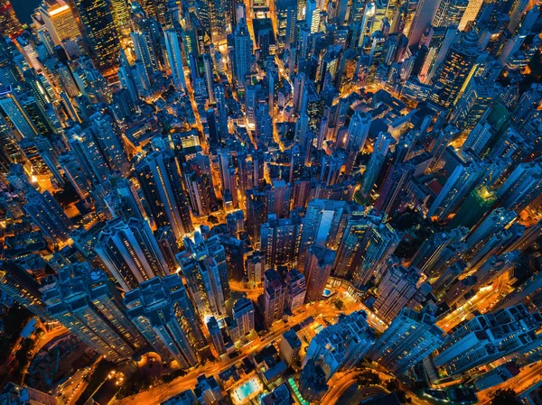 Vista Aérea Del Centro Hong Kong Distrito Financiero Centros Negocios — Foto de Stock