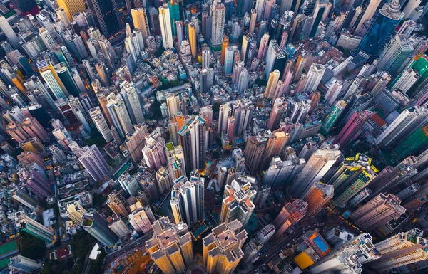 Widok Lotu Ptaka Hong Kongu Downtown Dzielnicy Finansowej Biznesowej Centra — Zdjęcie stockowe