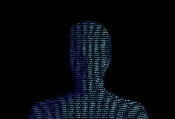 Ανθρώπου Δυαδικά Δεδομένα Κωδικό Αριθμό Μαύρο Φόντο Τεχνητή Νοημοσύνη Υψηλής — Φωτογραφία Αρχείου