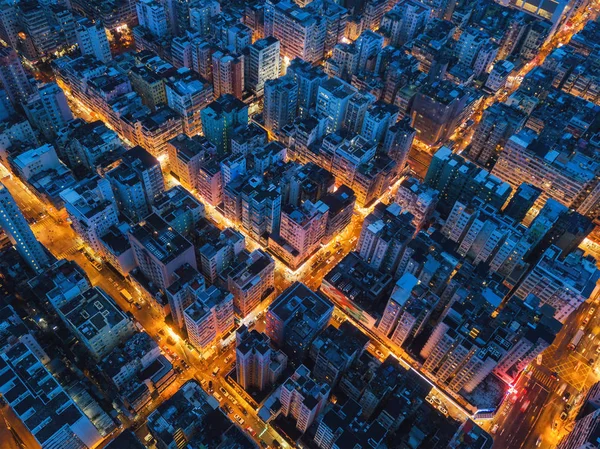 Kavşak Hong Kong Şehir Merkezinde Hava Görünümünü Finans Bölgesine Merkezleri — Stok fotoğraf