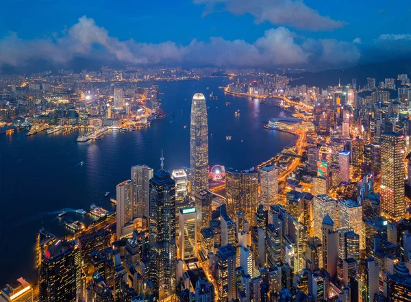 Vista Aerea Del Centro Hong Kong Distretto Finanziario Centri Commerciali — Foto Stock