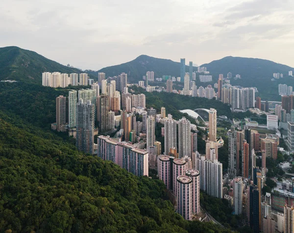 Aerial View Hong Kong Apartments Residential District Mountain Smart City — Stock Photo, Image