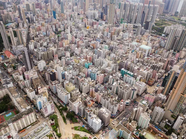 Flygfoto Över Hong Kong Lägenheter Stadsbilden Bakgrund Bostadsområde Smart Stad — Stockfoto