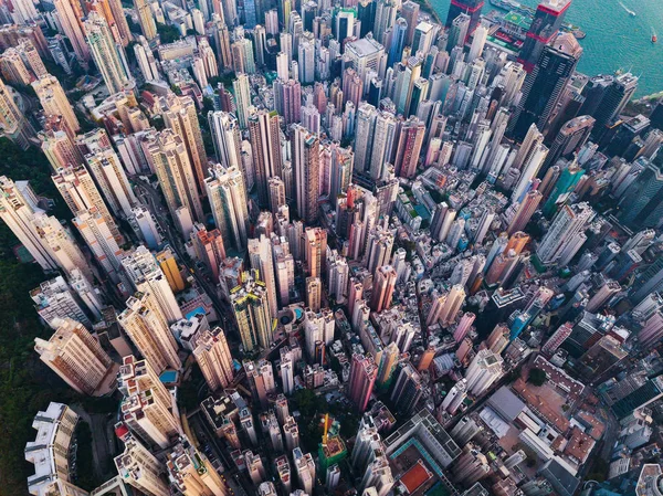 Flygfoto Över Hong Kong Downtown Finansdistriktet Och Business Centers Smart — Stockfoto