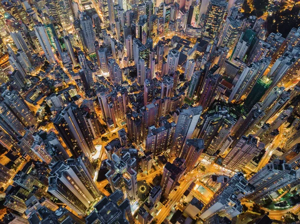 Vista Aérea Del Centro Hong Kong Distrito Financiero Centros Negocios — Foto de Stock