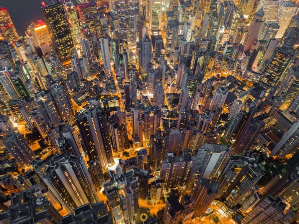 Vista Aérea Del Centro Hong Kong Distrito Financiero Centros Negocios — Foto de Stock