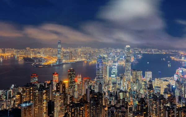 Letecký Pohled Hong Kong Downtown Victoria Harbour Finanční Čtvrti Obchodních — Stock fotografie
