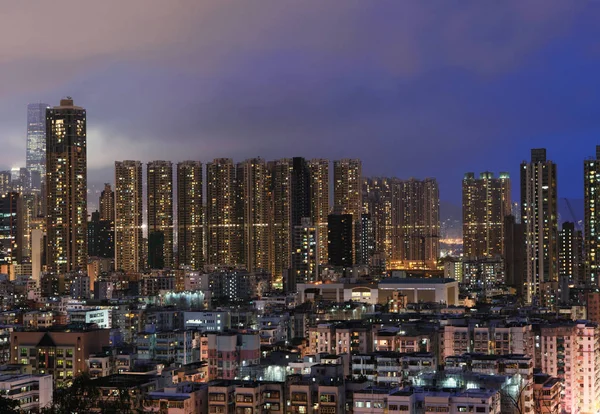 Vista Aérea Los Apartamentos Hong Kong Montaña Fondo Del Paisaje — Foto de Stock