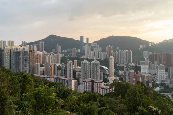 Aerial View Hong Kong Apartments Mountain Cityscape Background Residential District — Stock Photo, Image