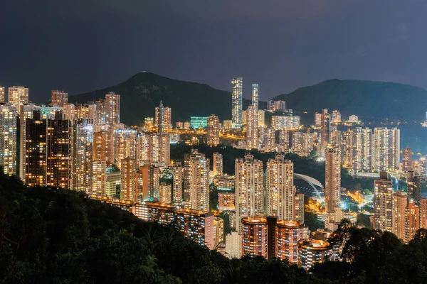Αεροφωτογραφία Του Χονγκ Κονγκ Διαμερίσματα Και Βουνό Αστικό Τοπίο Φόντου — Φωτογραφία Αρχείου
