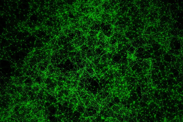 緑のデジタル データとネットワーク接続三角形ライン黒の背景 の抽象的なイラストの技術コンセプト — ストック写真