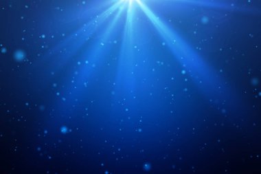 Noktalı sayısal bilgisayar teknoloji kavramı mavi zemin üzerine ışık parlama. Sun ray. Soyut illüstrasyon.