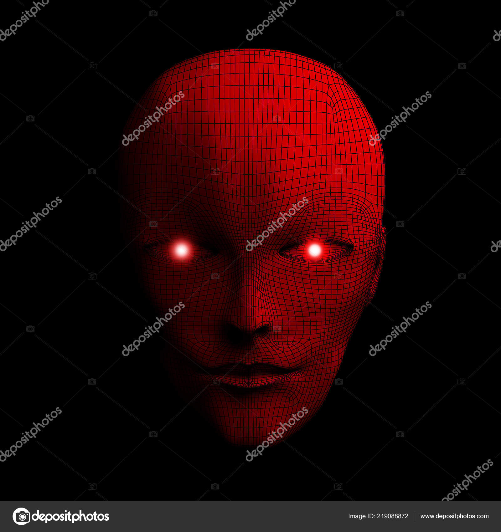 Opdagelse Marty Fielding Udvidelse Red Evil Face Halloween's Day Wireframe Model Isolated Black Background  Stock Photo by ©tampatra@hotmail.com 219088872