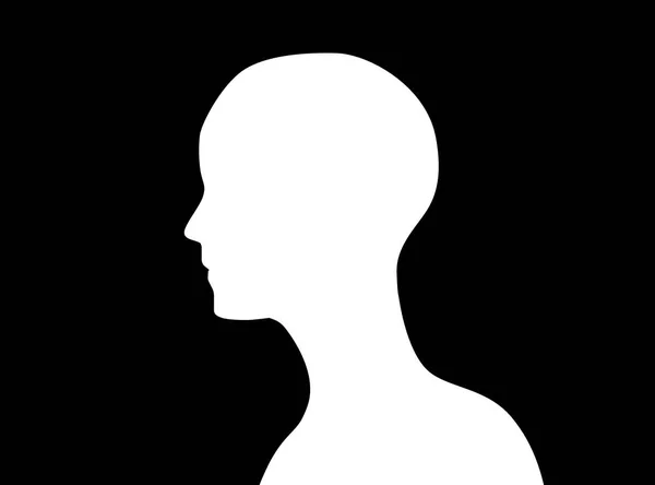 黒い背景に分離された人間の頭のアイコン形状やプロファイル シルエットの側面図です 抽象的なイラスト — ストック写真