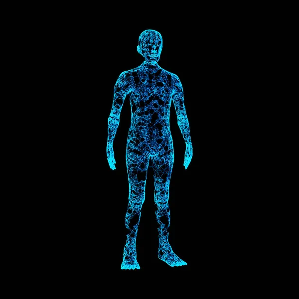 Cuerpo Humano Azul Aislado Sobre Fondo Negro Inteligencia Artificial Alta — Foto de Stock