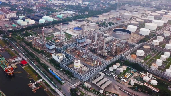 Vista Aérea Refinaria Petróleo Petroleum Conceito Engenharia Industrial Indústria Tanques — Fotografia de Stock