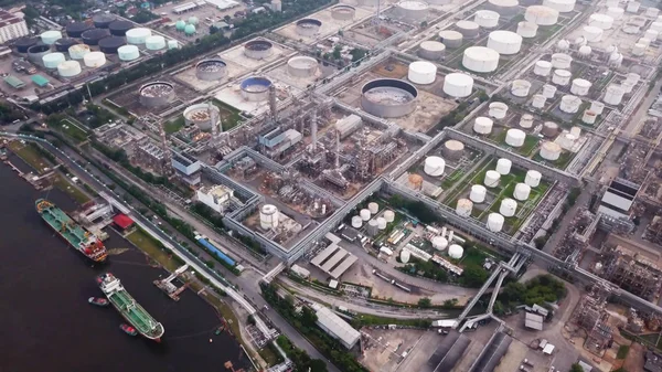 Вид Воздуха Нефтеперерабатывающий Завод Petroleum Концепции Промышленного Машиностроения Нефтегазовая Промышленность — стоковое фото