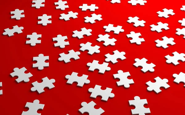 Jigsaw Puzzle Pattern Texture Separated Strategy Solution Business Concept Red — Stock Photo, Image