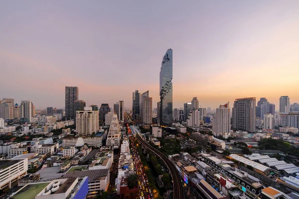 Flygfoto Över Sathorn Bangkok Downtown Finansdistriktet Och Business Centers Smart — Stockfoto