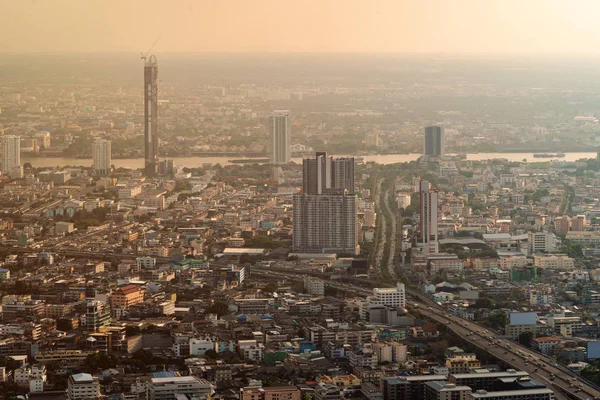 Flygfoto Över Sathorn Bangkok Downtown Finansdistriktet Och Business Centers Smart — Stockfoto