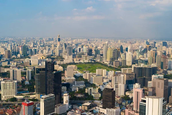 Havadan Görünümü Lumpini Park Sathorn Bangkok Şehir Merkezinde Finans Bölgesine — Stok fotoğraf