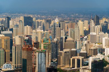 Sathorn, Bangkok şehir merkezinde hava görünümünü. Finans bölgesine ve iş merkezleri Asya akıllı kentsel City. Gökdelen ve yüksek katlı binalar.