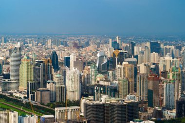 Sathorn, Bangkok şehir merkezinde hava görünümünü. Finans bölgesine ve iş merkezleri Asya akıllı kentsel City. Gökdelen ve yüksek katlı binalar.