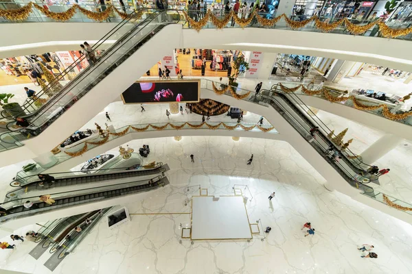 图标暹罗 广场购物中心在现代建筑的概念建筑结构 室内设计装饰在曼谷 — 图库照片