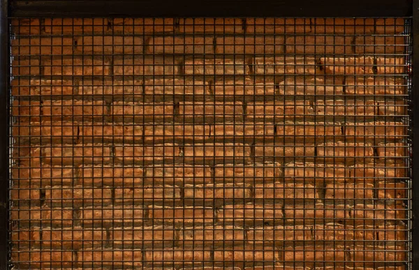 Стена Красного Кирпича Гриле Текстура Поверхности Узора Крупный План Внутреннего — стоковое фото