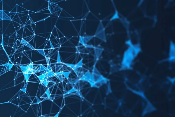 Сині Цифрові Дані Трикутники Мережевого Язку Концепції Футуристичних Технологій Чорному — стокове фото